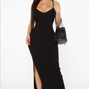 Black Ribbed Maxi Dress